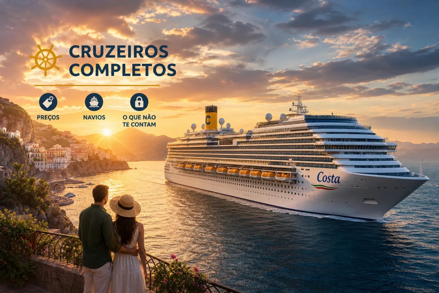 Navio da Costa Cruzeiros navegando em alto-mar