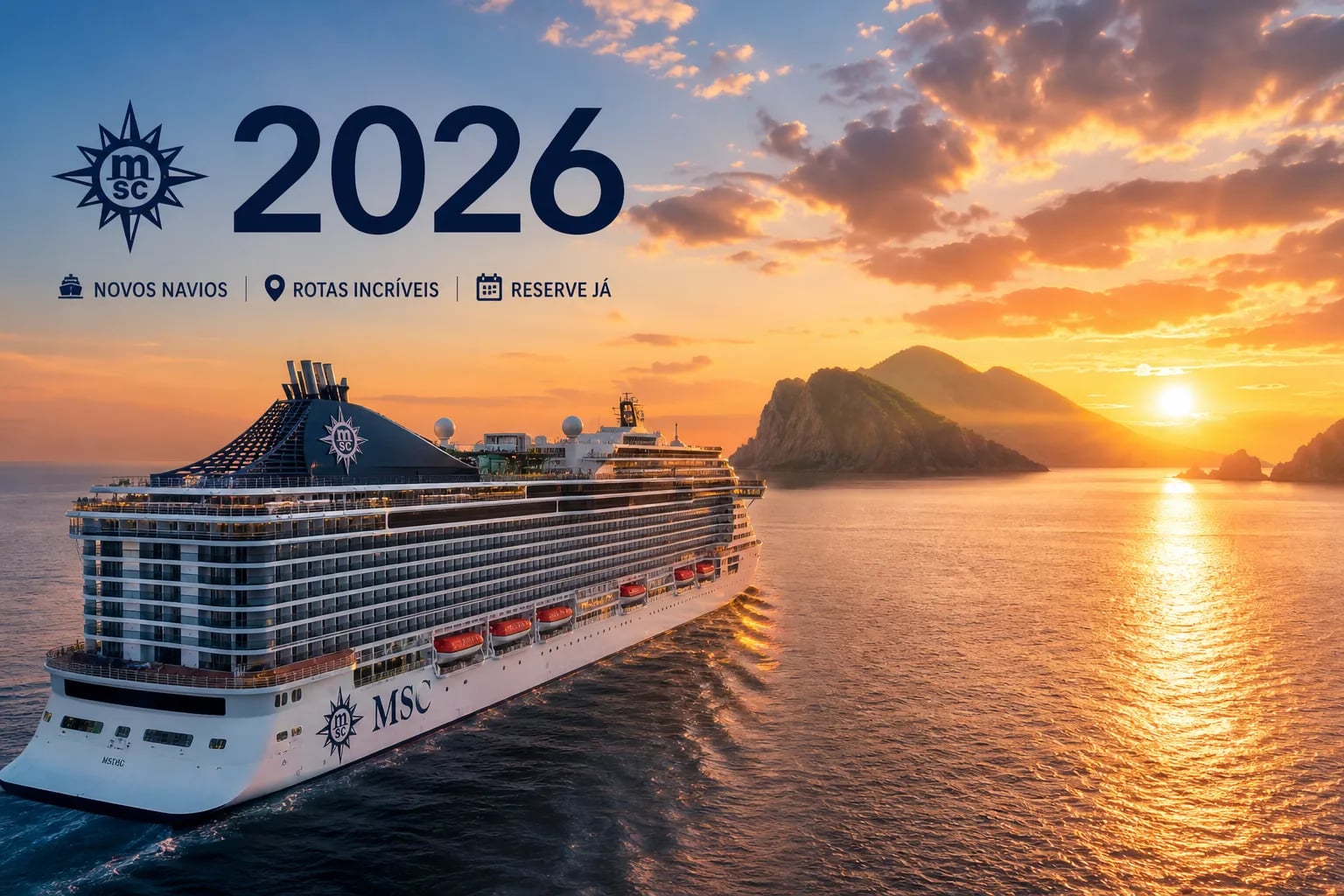 Navio da MSC Cruzeiros em roteiro marítimo