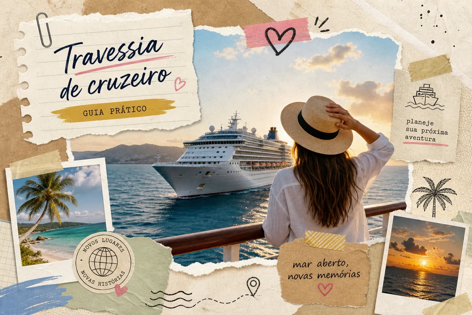 Navio em travessia de cruzeiro entre o Brasil e a Europa